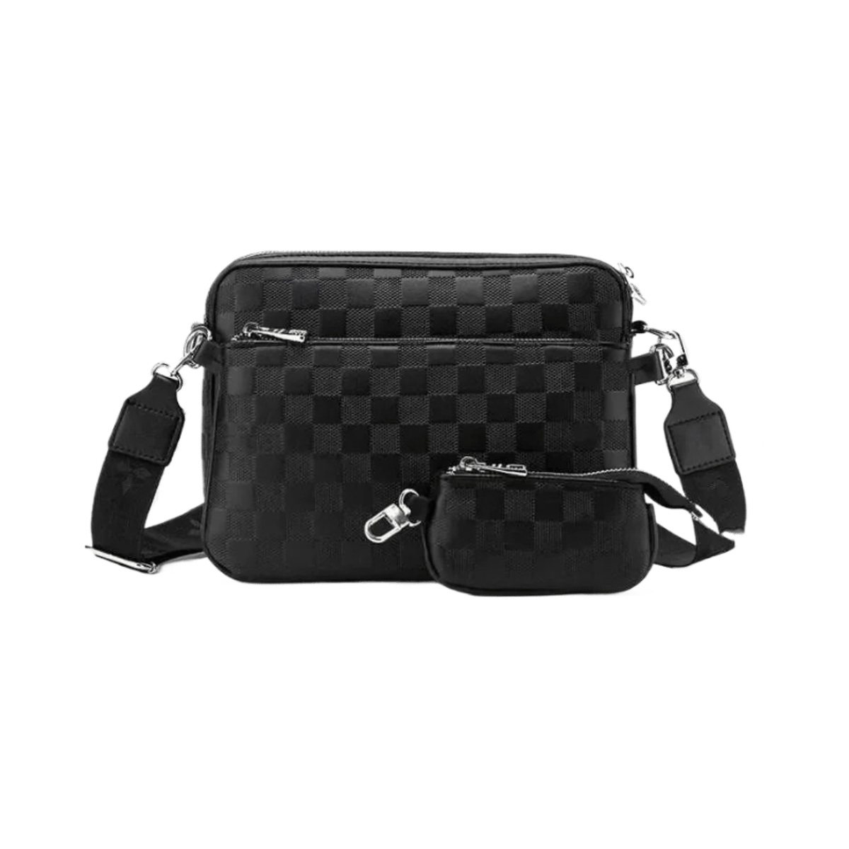 Louis Vuitton Style Monogram Crossbody Messenger Bag with Detachable Pouch — image 2