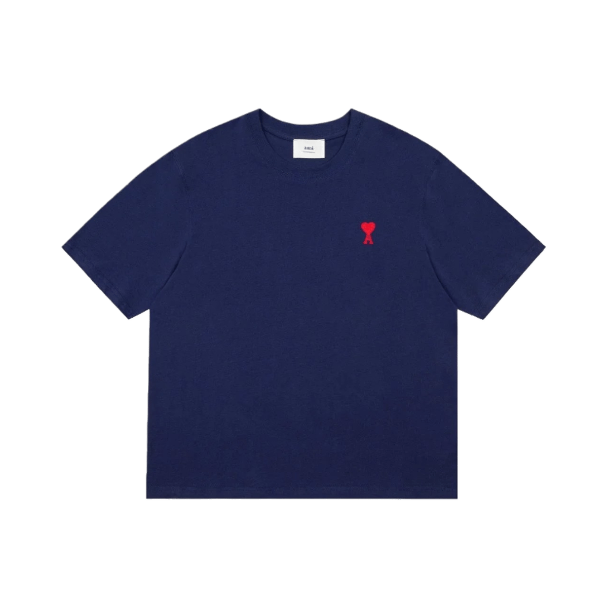 AMI Paris SS23 Heart Logo T-Shirt - Classic Crew Neck Tee in Black, Grey, White, Navy & Pink — image 4