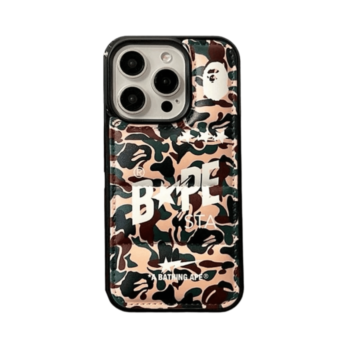 BAPE Camo Leather iPhone 16 Pro Max Case Shockproof Protection Cover — image 4