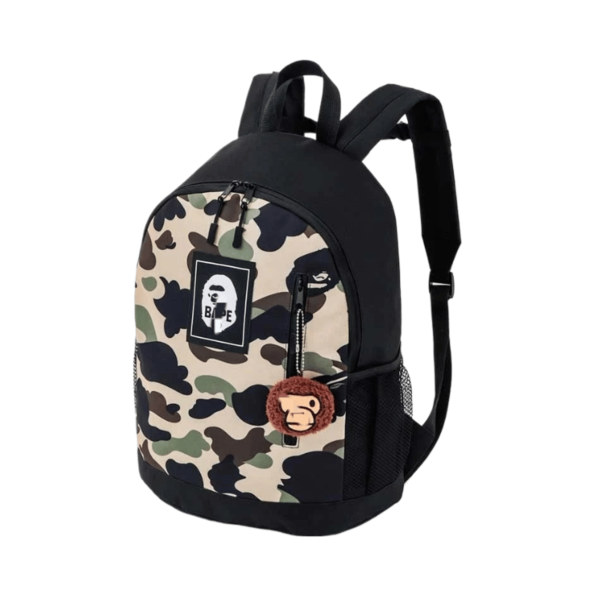 Bape Camouflage Backpack with Ape Head Charm - Trendy Kids School Bag — image 2