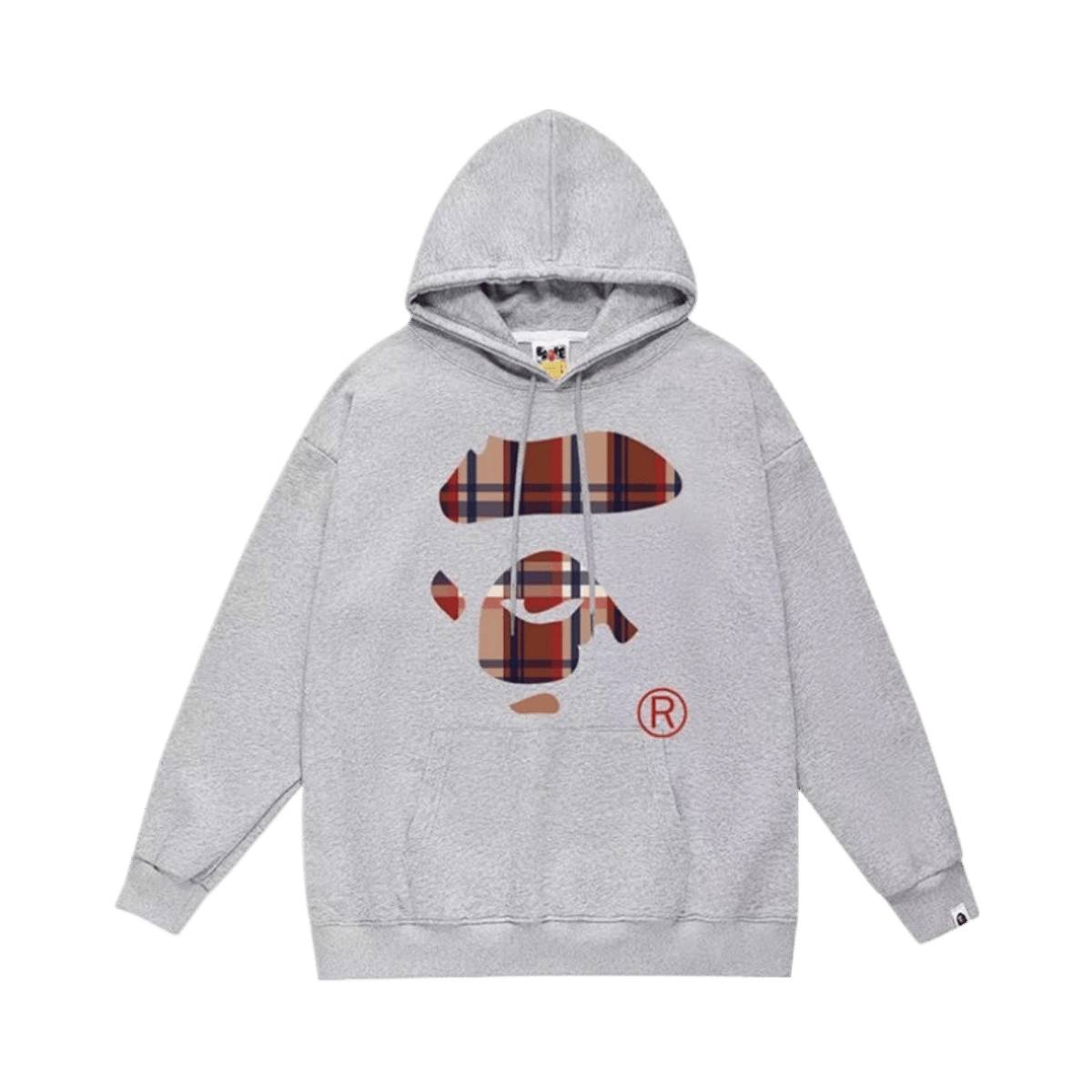 Bape Plaid Ape Head Graphic Pullover Hoodie Autumn Fashion Streetwear Sweatshirt — image 2