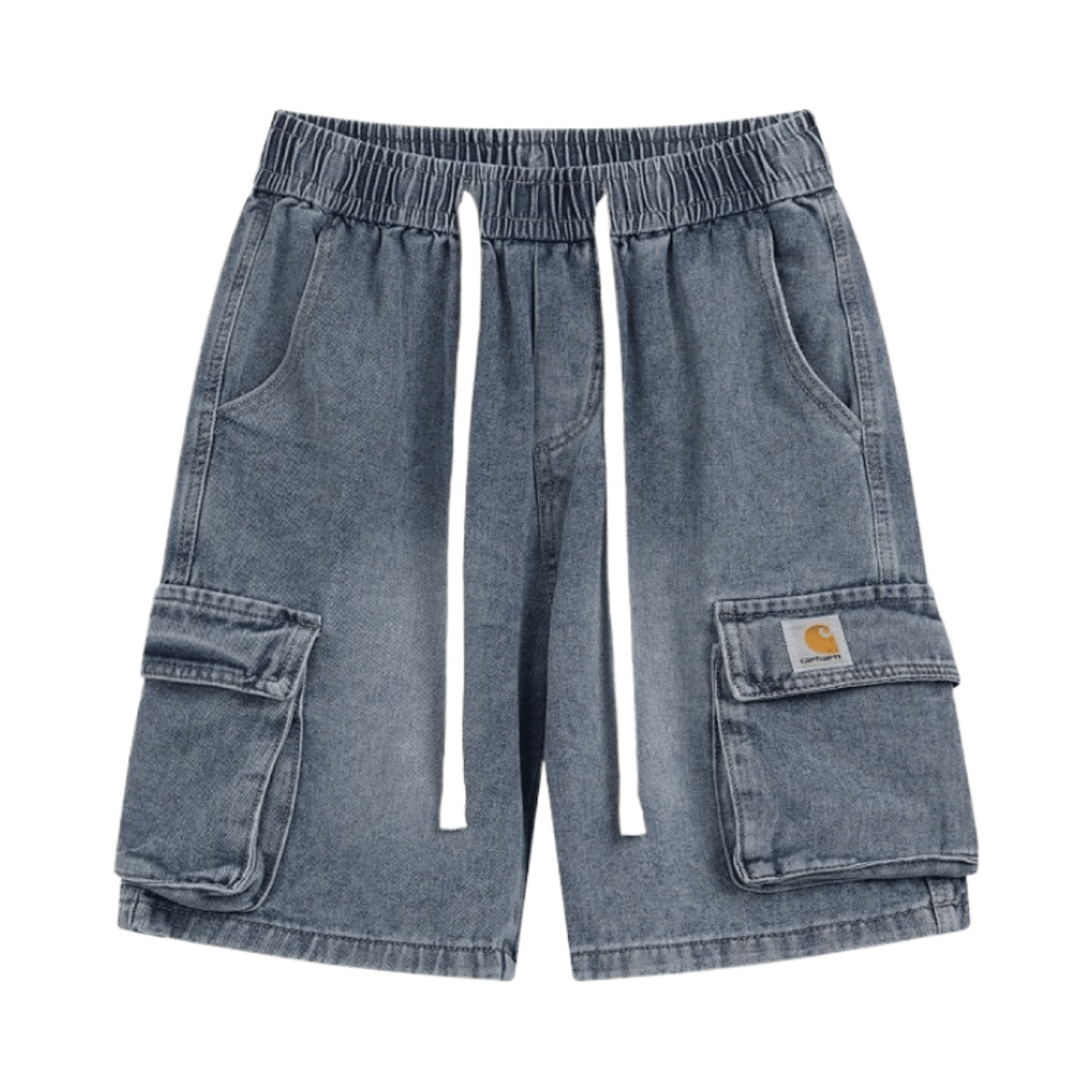 Carhartt Men's Casual Drawstring Cargo Shorts with Pockets - Denim & Solid Colors