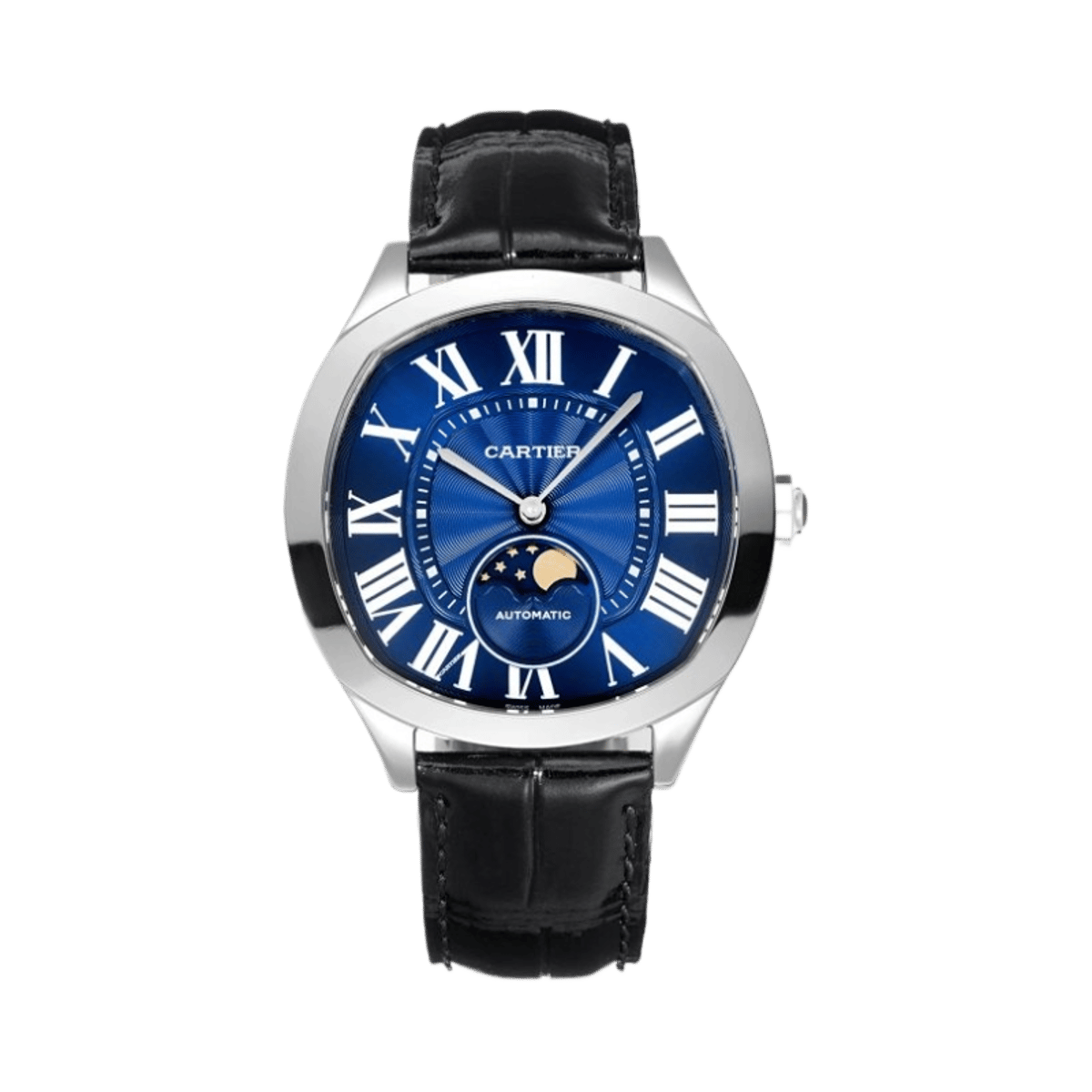 Cartier Drive De Cartier Moonphase Automatic Blue Dial Black Leather Strap Men Watch — image 2