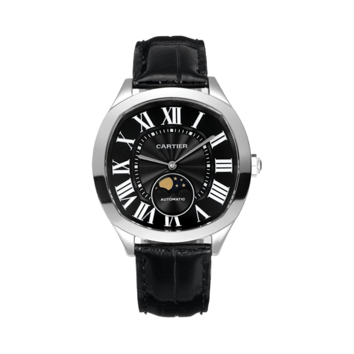 Cartier Drive De Cartier Moonphase Automatic Blue Dial Black Leather Strap Men Watch — image 3