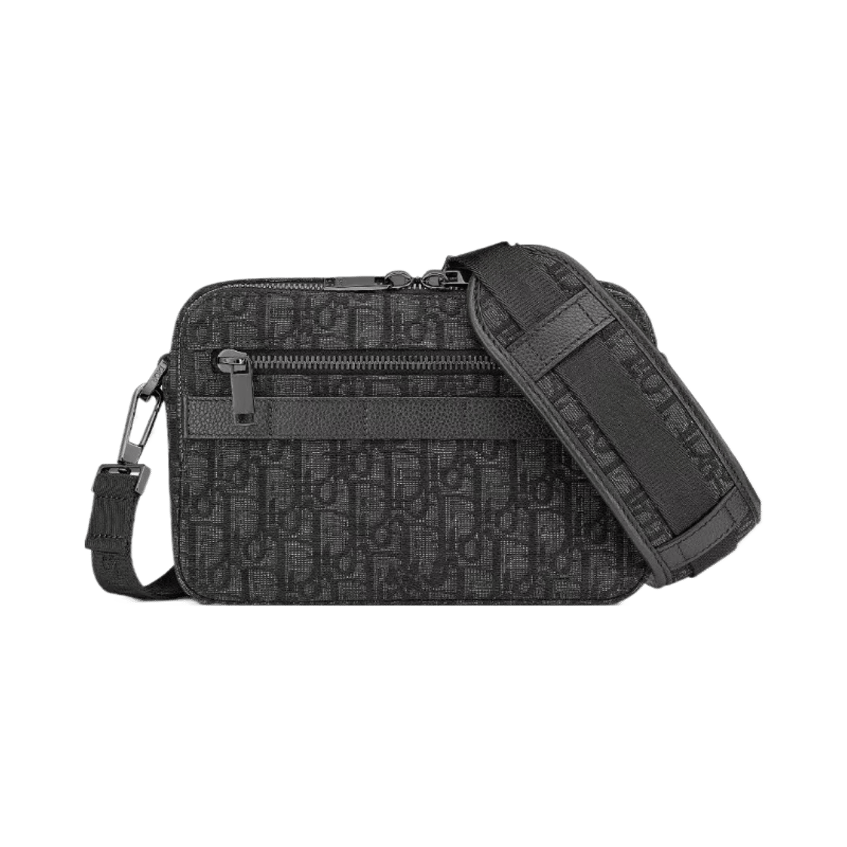 Dior Men's Vintage Canvas Jacquard Embroidery Camera Messenger Bag with Double Zipper