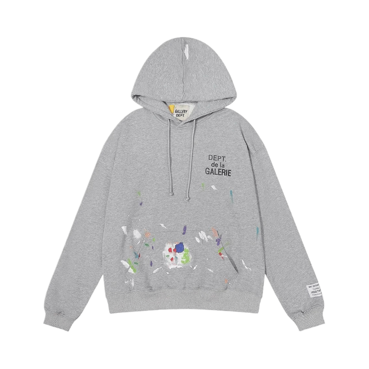 Gallery Dept. Black Pullover Hoodie with Flame Sleeve Detail and Paint Splatter Design — image 2