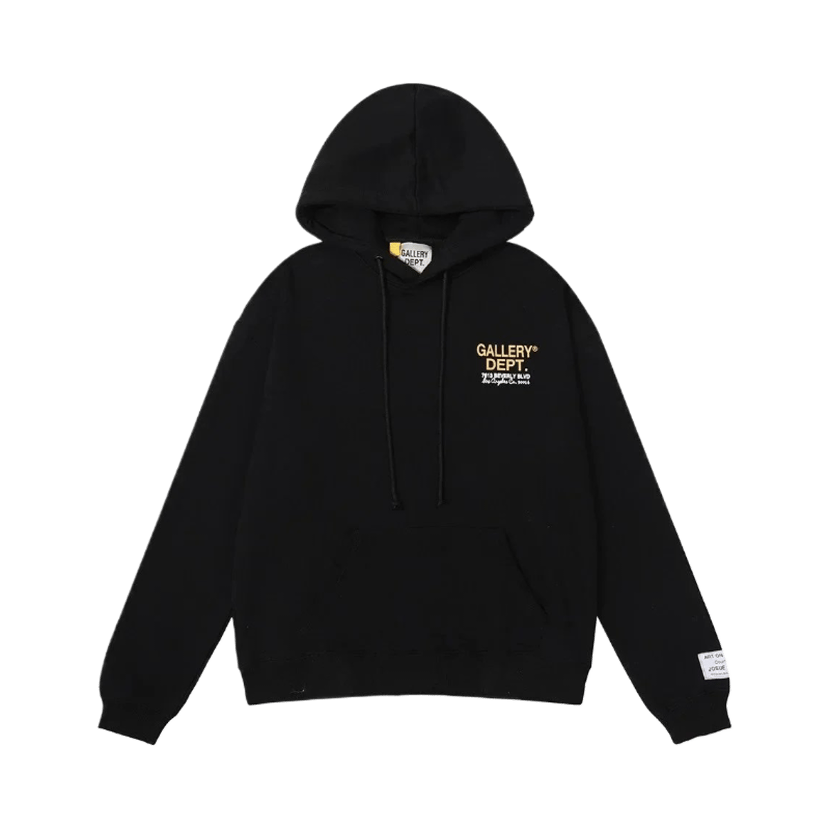Gallery Dept. Black Pullover Hoodie with Flame Sleeve Detail and Paint Splatter Design — image 2