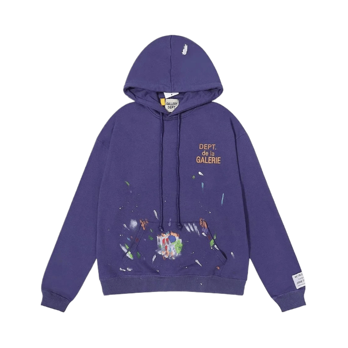 Gallery Dept. Black Pullover Hoodie with Flame Sleeve Detail and Paint Splatter Design — image 3