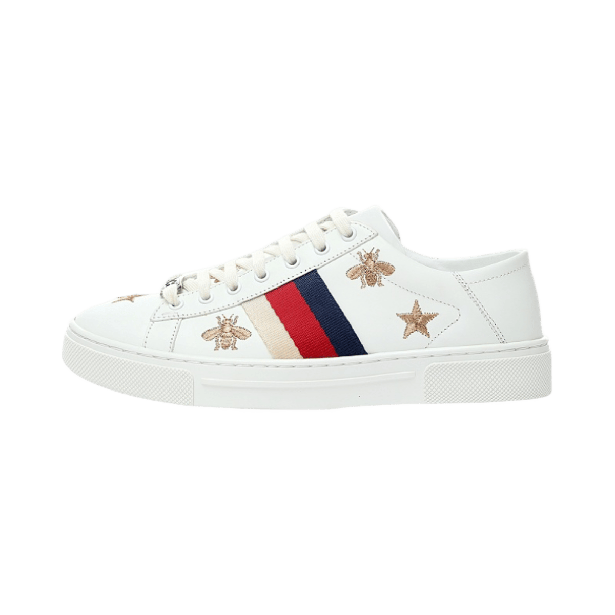 Gucci Ace Low Top Sneaker White Leather with Bee Embroidery and Green Red Stripe — image 2