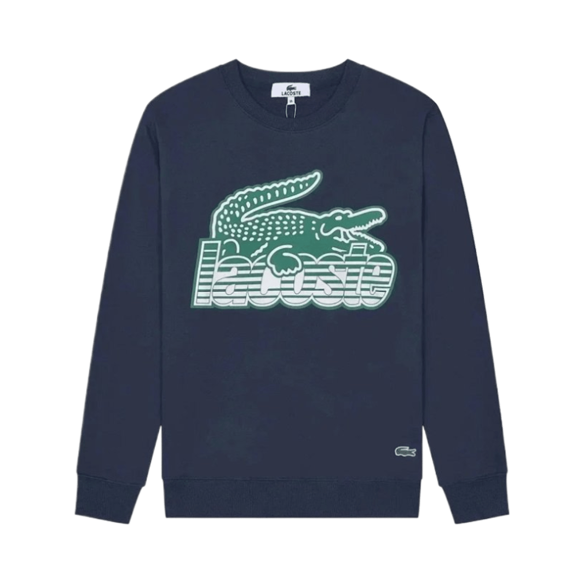 Lacoste Men's Black Crewneck Sweatshirt with Large Blue Crocodile Logo — image 3