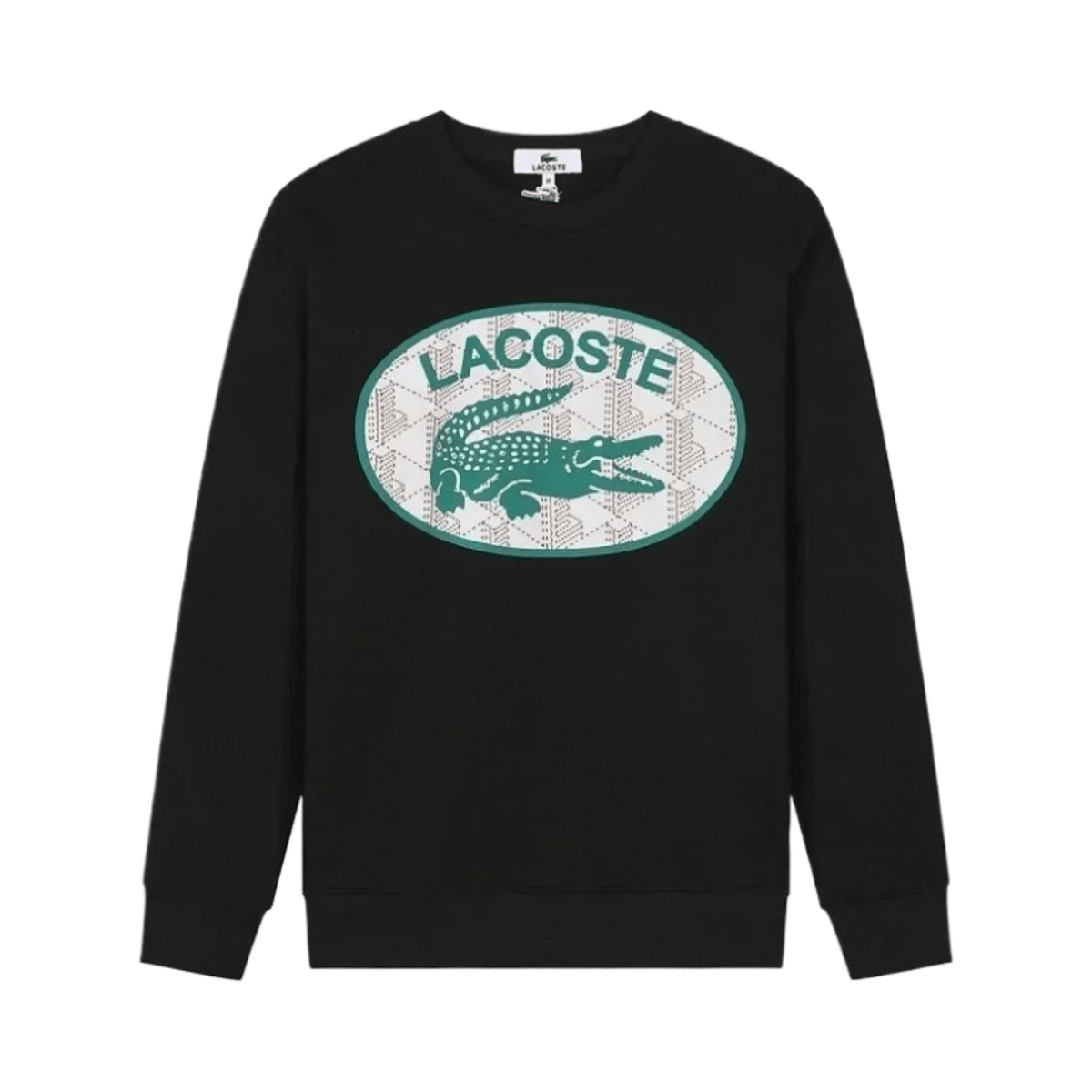 Lacoste Men's Black Crewneck Sweatshirt with Large Blue Crocodile Logo — image 3