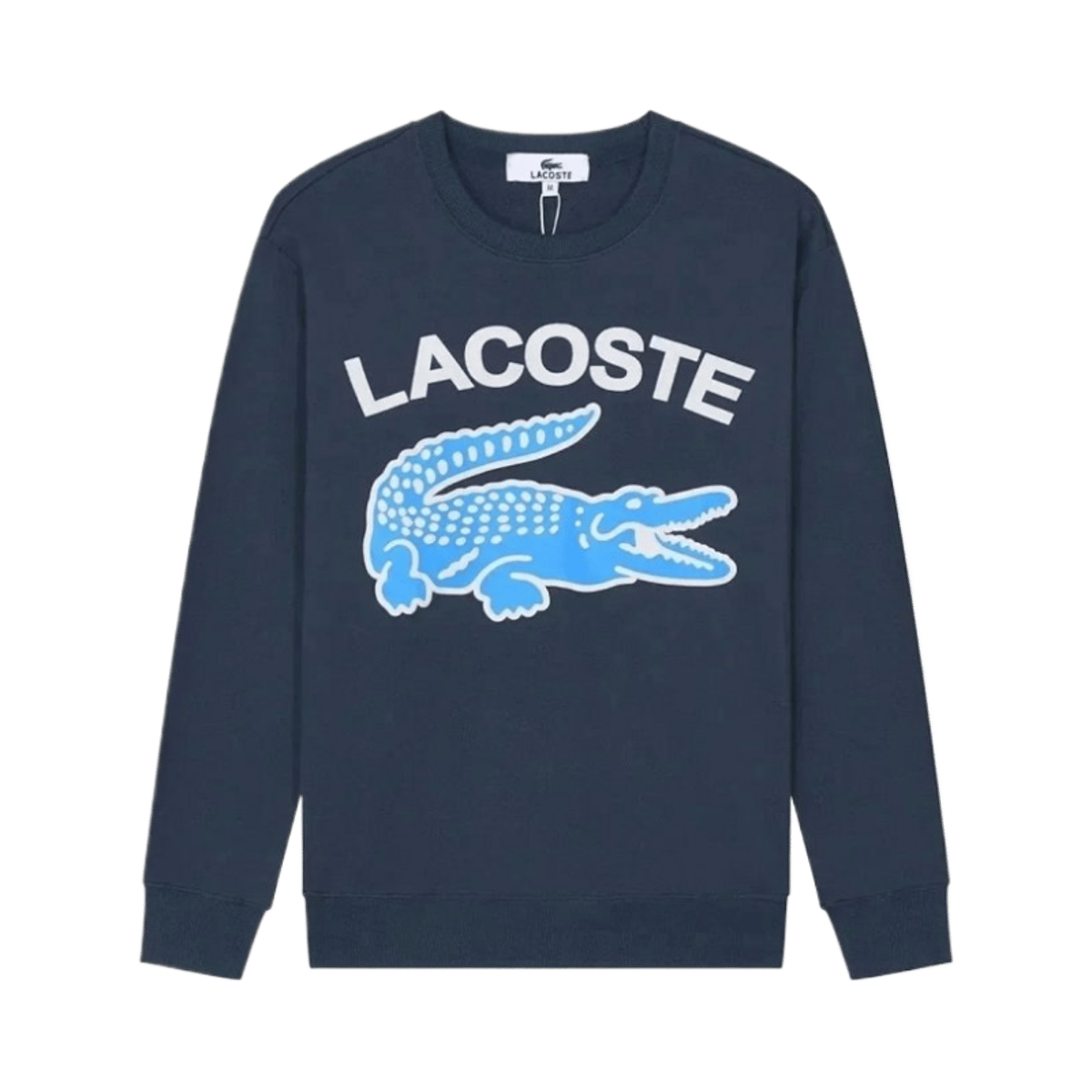 Lacoste Men's Black Crewneck Sweatshirt with Large Blue Crocodile Logo — image 4