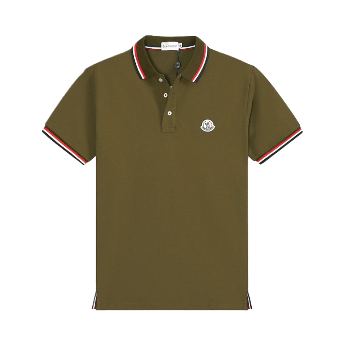 Moncler Classic Polo Shirt Black With Red And White Trim — image 4