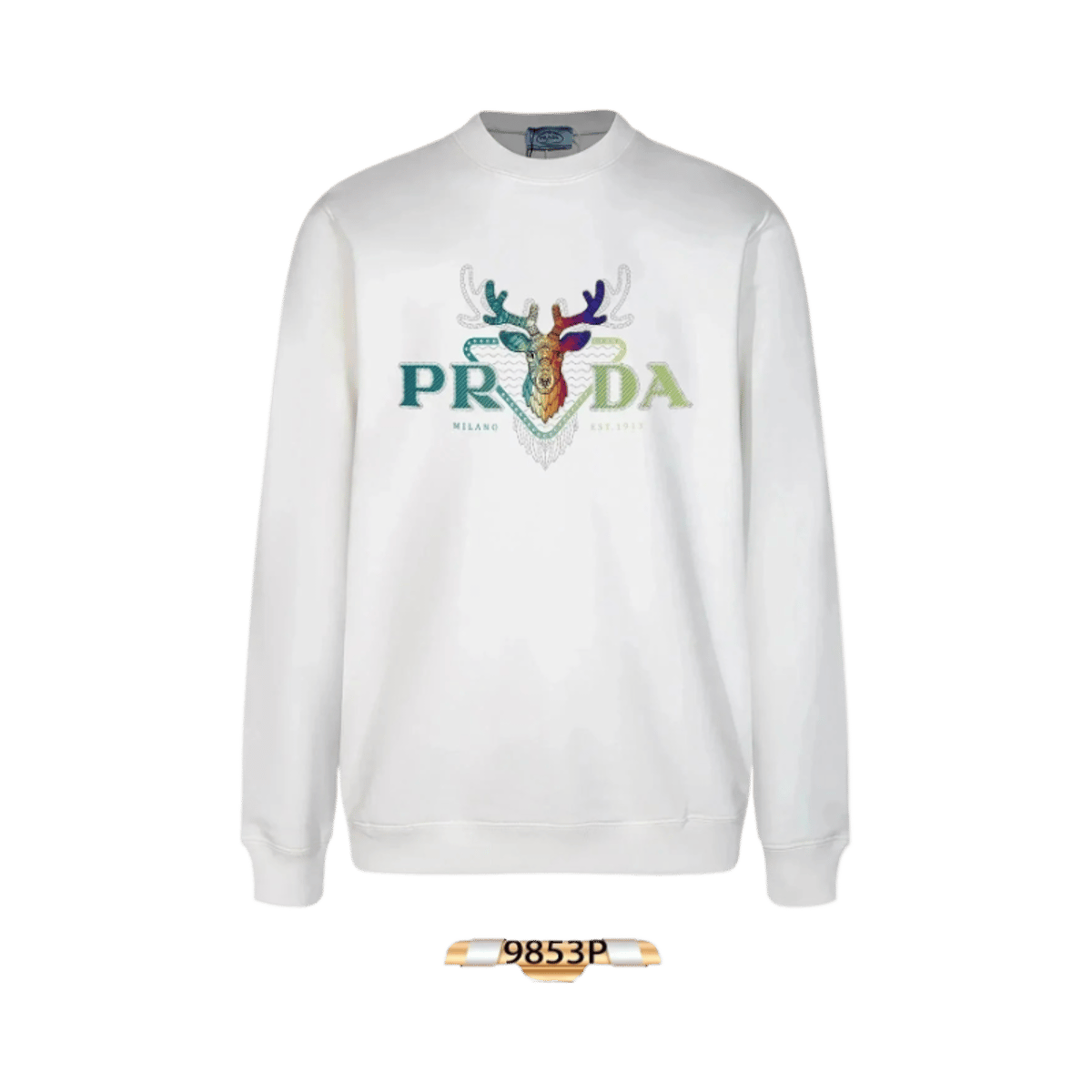 Prada Men's Autumn New Round Neck Sweatshirt with Logo Patch - Versatile Casual Pullover — image 2