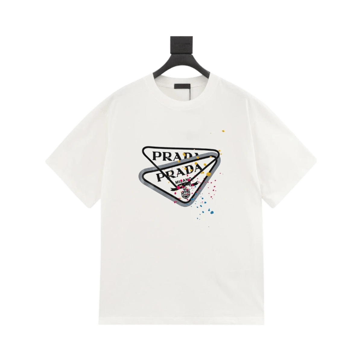 Prada Men's Short Sleeve T-Shirt with Triangle Logo Print — image 2