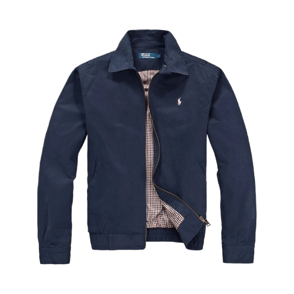 Ralph Lauren Men's Solid Color Zip-Up Harrington Jacket with Check Lining