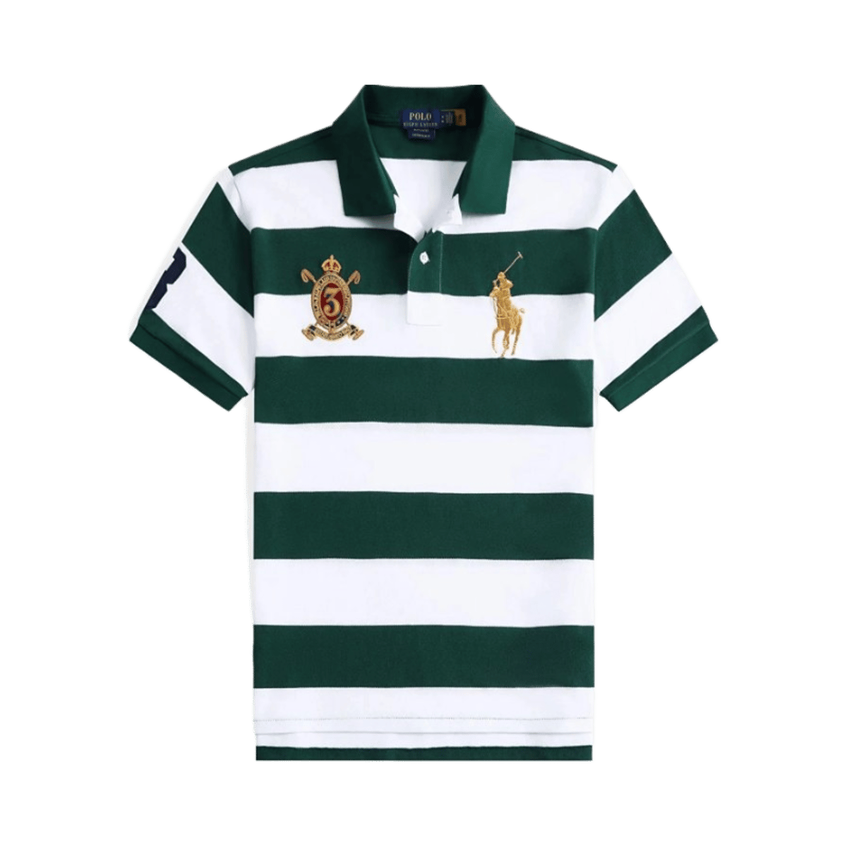 Ralph Lauren Polo Shirt Big Pony Striped Cotton Pique Short Sleeve Navy White — image 2