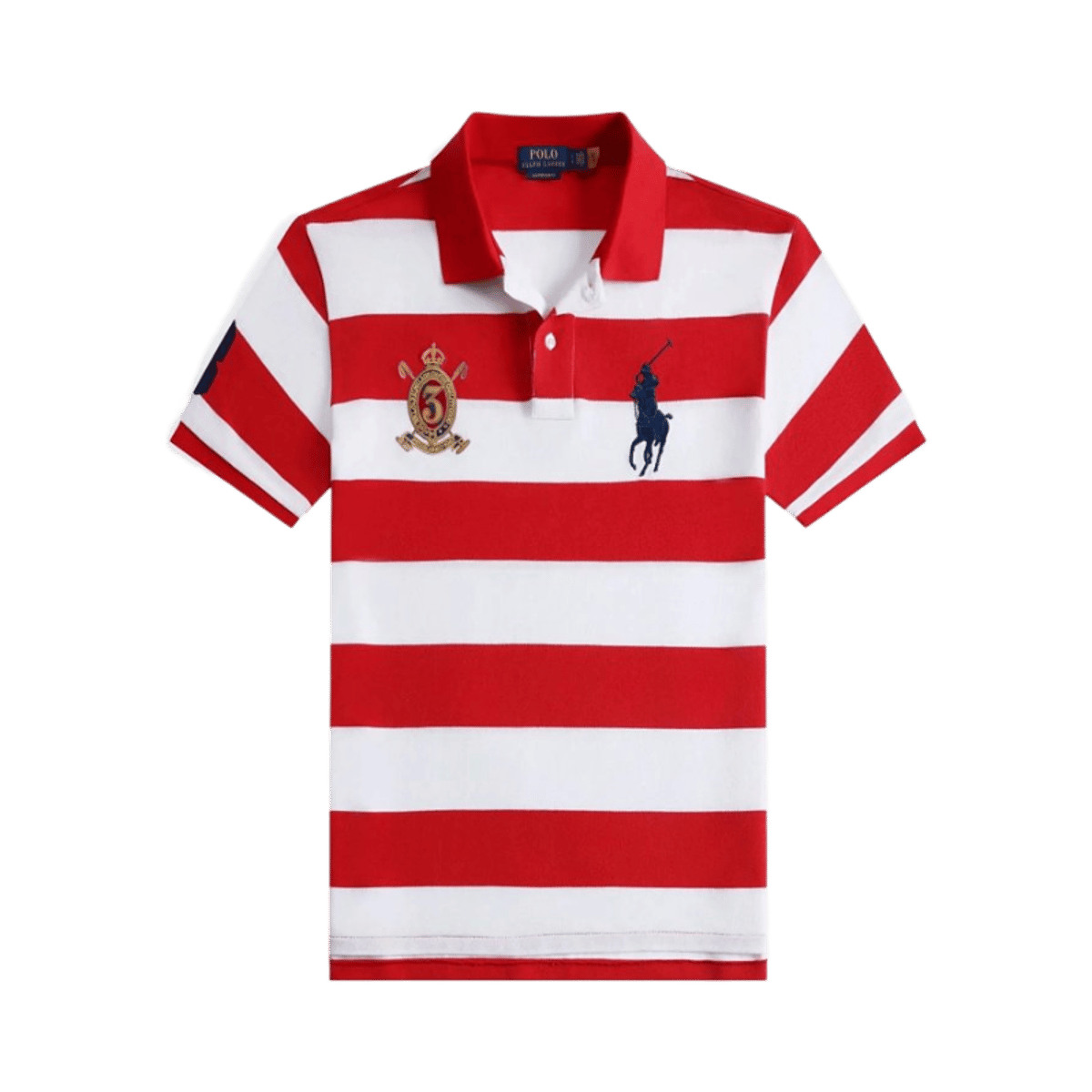 Ralph Lauren Polo Shirt Big Pony Striped Cotton Pique Short Sleeve Navy White — image 3