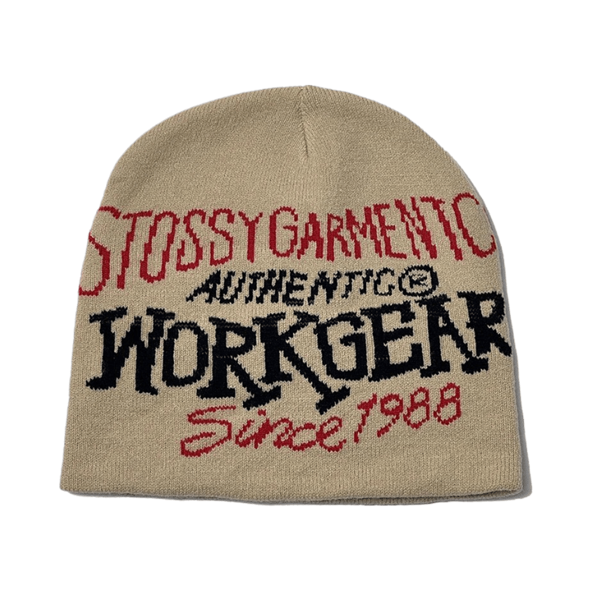 Stussy Authentic Workgear Since 1988 Jacquard Knitted Beanie Hat Unisex Winter Warm Street Fashion Cold Cap — image 2