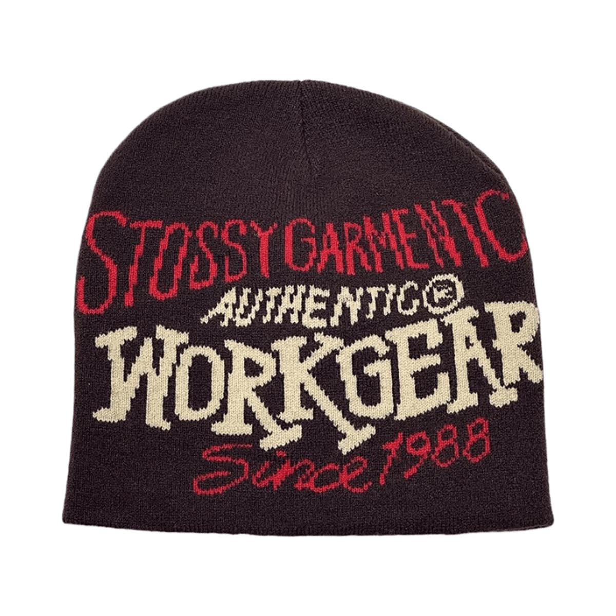 Stussy Authentic Workgear Since 1988 Jacquard Knitted Beanie Hat Unisex Winter Warm Street Fashion Cold Cap — image 3