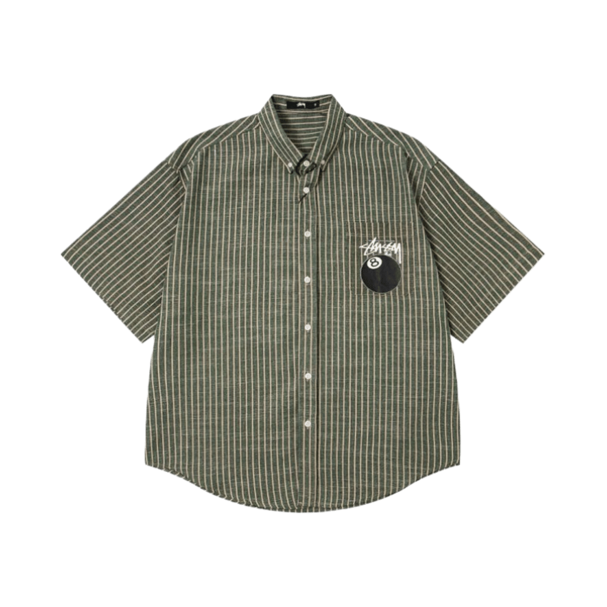 Stussy Printed Shirt Flame 8 Ball Short Sleeve Button Down Checkered Top — image 2