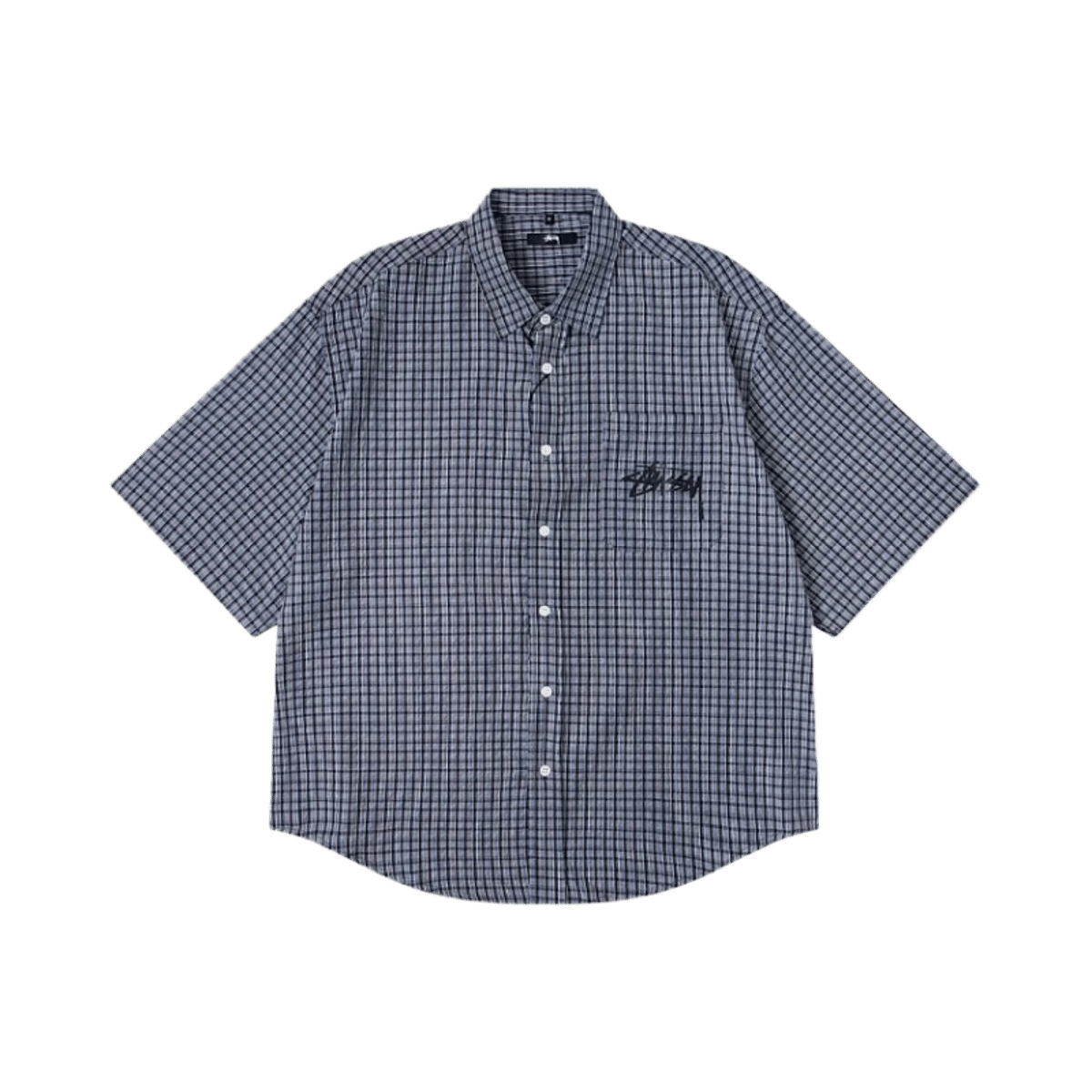 Stussy Printed Shirt Flame 8 Ball Short Sleeve Button Down Checkered Top — image 3