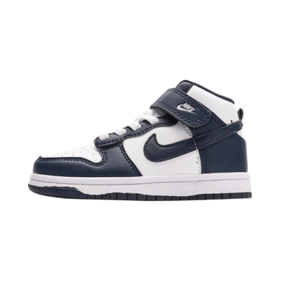 Nike Dunk High Top Sneakers For Boys And Girls Navy Blue White Leather Skateboarding Shoes