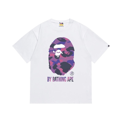 A Bathing Ape Classic Logo Print Short Sleeve T-Shirt Unisex Cotton Tee