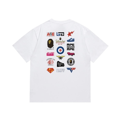 A Bathing Ape Classic Logo Print Short Sleeve T-Shirt Unisex Cotton Tee