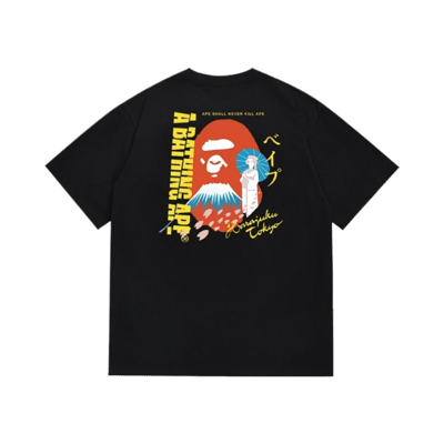 A Bathing Ape Classic Logo Print Short Sleeve T-Shirt Unisex Cotton Tee