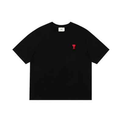 AMI Paris SS23 Heart Logo T-Shirt - Classic Crew Neck Tee in Black, Grey, White, Navy & Pink