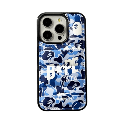 BAPE Camo Leather iPhone 16 Pro Max Case Shockproof Protection Cover