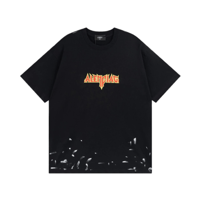 Balenciaga T Shirt  Oversized Logo Print Distressed Hem Streetwear