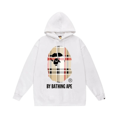 Bape Plaid Ape Head Graphic Pullover Hoodie Men Women Autumn Fashion Streetwear Sweatshirt