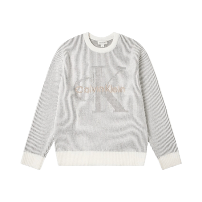Calvin Klein Monogram Logo Pullover Sweater White