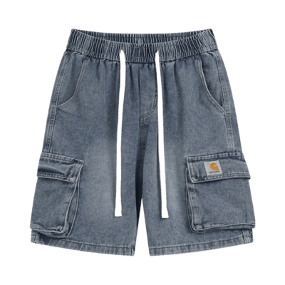 Carhartt Men's Casual Drawstring Cargo Shorts with Pockets - Denim & Solid Colors