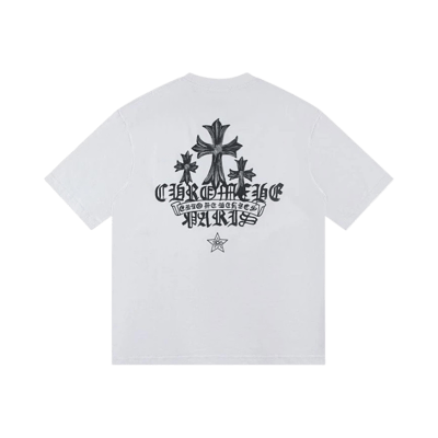 Chrome Hearts Cross Print Short Sleeve T-Shirt Men Women Gothic Streetwear Tee