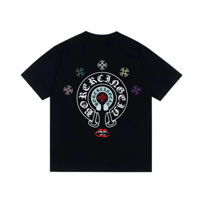 Chrome Hearts Cross Print Short Sleeve T-Shirt Men Women Gothic Streetwear Tee