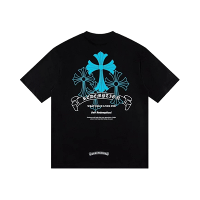 Chrome Hearts Cross Print Short Sleeve T-Shirt Men Women Gothic Streetwear Tee