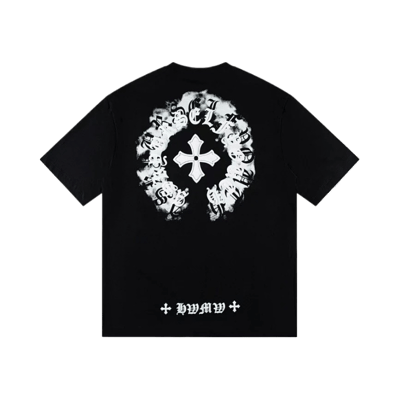 Chrome Hearts Cross Print Short Sleeve T-Shirt Men Women Gothic Streetwear Tee