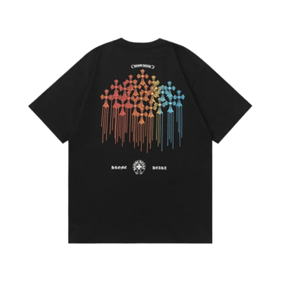 Chrome Hearts Cross Print Short Sleeve T-Shirt Men Women Gothic Streetwear Tee