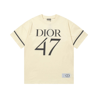 Dior Dior 47 T Shirt Cream Cotton Short Sleeve Top