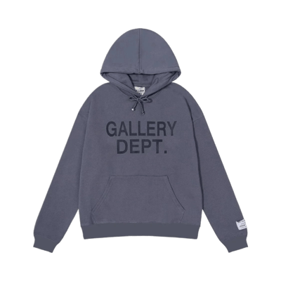 Gallery Dept. Black Pullover Hoodie with Flame Sleeve Detail and Paint Splatter Design