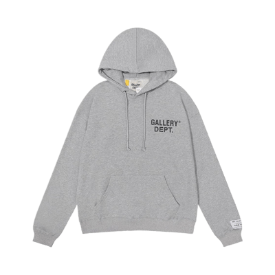 Gallery Dept. Black Pullover Hoodie with Flame Sleeve Detail and Paint Splatter Design