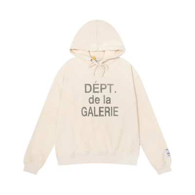 Gallery Dept. Black Pullover Hoodie with Flame Sleeve Detail and Paint Splatter Design