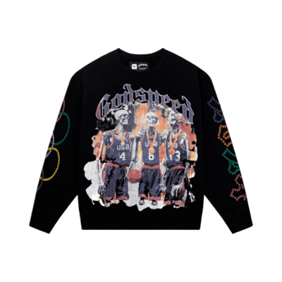 Godspeed Sweatshirt Black Graphic Print Long Sleeve Crewneck Streetwear Fashion