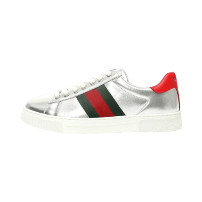 Gucci Ace Low Top Sneaker White Leather with Bee Embroidery and Green Red Stripe