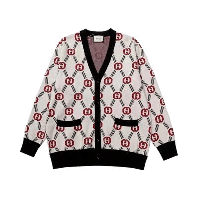 Gucci GG Monogram Wool Zip-Up Knit Cardigan Sweater