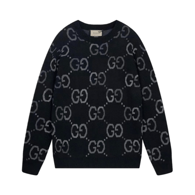 Gucci GG Monogram Wool Zip-Up Knit Cardigan Sweater