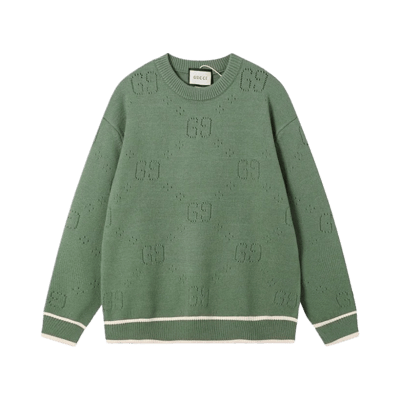 Gucci GG Monogram Wool Zip-Up Knit Cardigan Sweater